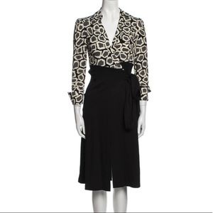 Diane Von Furstenberg wrap collared wool silk dress 12